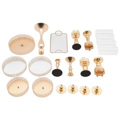10Pcs Gold Iron Crystal Acrylic Cake Stand Set for Display and Decoration