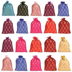 Drawstring Bags Traditional Indian Handcrafted in Paisley Paisley (20 Pcs)