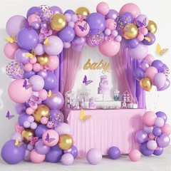 Purple Pink Butterfly Balloon Garland Arch Kit, 12 inches,