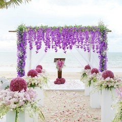 Sggvecsy 6Pcs Wisteria Garland Artificial Flowers Fake 6.2FT, Purple
