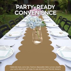 Gold Plastic Disposable Table Runner. 5 Pack 14 x 108 inch. ScallopTable Runn…