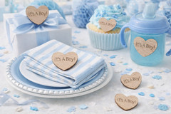 100 qty 1″ It’s A Boy! Wood Hearts Table Confetti Wooden Wedding Decor