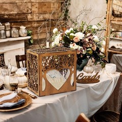 1 PCS Wooden Wedding Card Box With Slot Acrylic Window Money Gift Brown