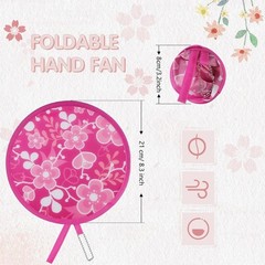 Marsui 12 Pcs Japanese Round Foldable Hand Fan Yellow, Green, Pink and Blue