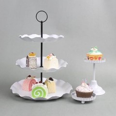 Snadulor 3 Tier 13″ Cake Stand Fruit Heavy Plate Handle Fittings Round Black