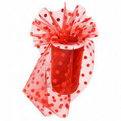 Red Polka Dot Tulle Decor – 6″ x 25 Yards, Wedding, Christmas, Valentine’s Day