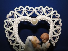 New Elegant Bride & Groom, Braided white decor Heart Arch & Wedding CakeTop #172