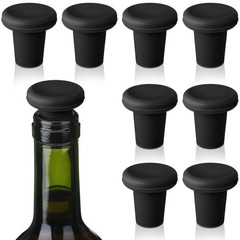 Yookeer 8 Pcs Wine Stoppers Silicone Beer Bottle Sealer Glass Black