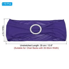 10Pcs 14″x5″ Stretch Chair Sashes Bows Chair Bands Sash with Buckle Dark Purple