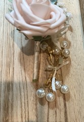 Champagne Rose Boutonniere for Wedding Prom Faux 8 Pc