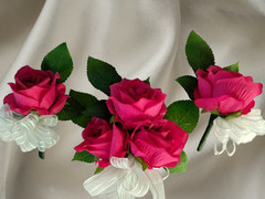 Hand Made pin on Corsage and boutonniere Set
