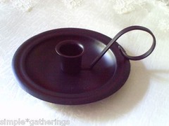 NEW Primitive BLACK Metal Taper Candle Holder Handle 5.5″ Country Western Rustic
