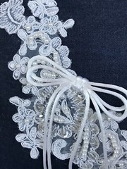 Western Wedding Blue Denim and White Lace Ring Pillow