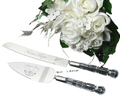 Boda Wedding Cuchillos De Pastel CaKE KNIFE Server Set Nuestra Bodal Silver New