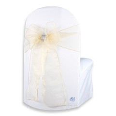 150 pcs Organza Chair Cover Bow Sash 108″x8″ – Champagne – w/ Bow Covers bu