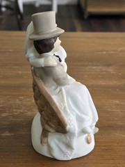 Vintage Bride and Groom on Bench Ceramic Wedding Cake Topper Figurine 6″