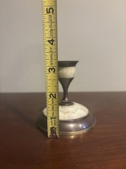 Vintage Stick Candle Holder Brass Mother of Pearl Inlay 3″ High ~ Made In India