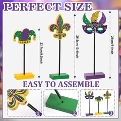 3 Pieces Mardi Gras Tiered Tray 11×10.4×9.3 inches, Green, Purple, and Yellow
