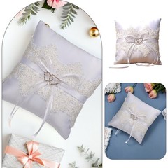 2 Pcs Lace Wedding Ring Pillow Kneeling Bearer Cushion for Party