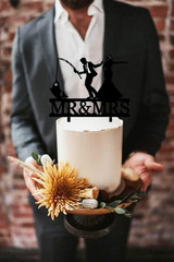 Funny Fishing Wedding Cake Topper – Just Wait a Second – the Bride Urges Groom t
