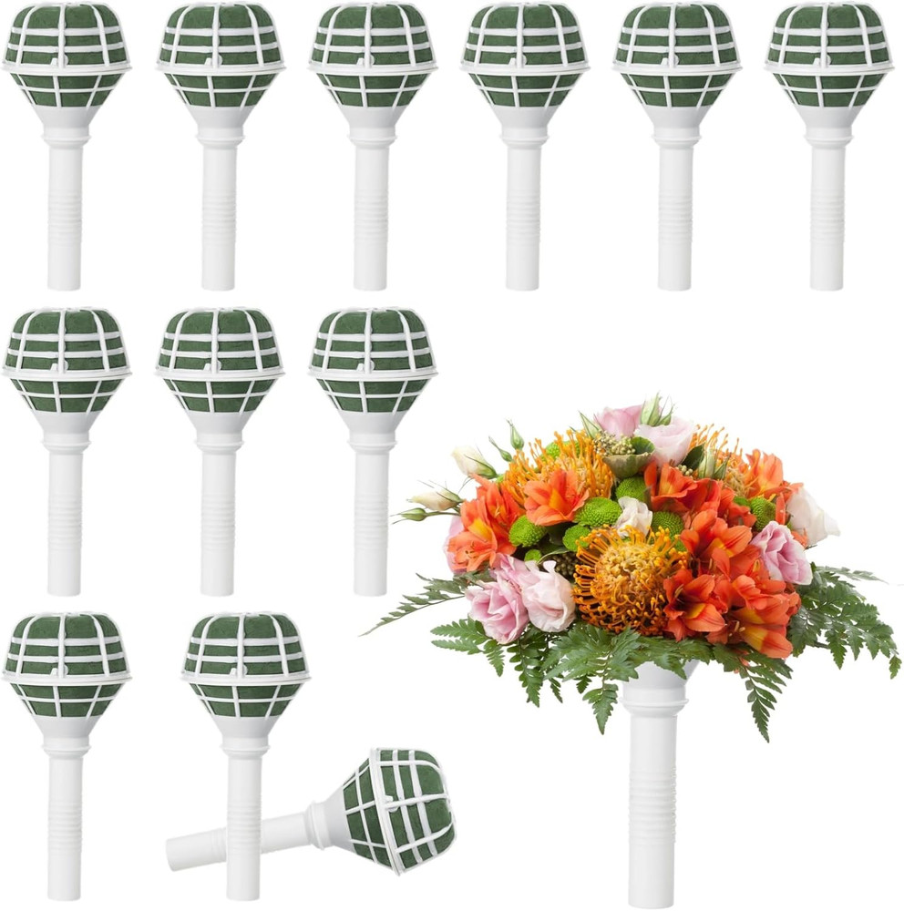 12 Pcs Flower Bouquet Holders Wedding Bridal Bouquet Handle Holders round Foa…
