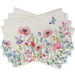 Seliem Spring Anemone Flower Placemats Set of 4, 12»X18»,