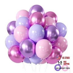 Pink and Purple Party Balloons, 50Pcs 12 Inch Purple Pink Balloons, Pink Purple