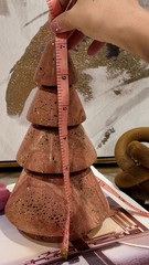 Natural Red Travertine Stone Ornament – Christmas Tree & 3 Candle Holders Set