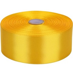 Satin Ribbon 50 Yards Solid Fabric Ribbons Roll for Wedding 1-1/2 inch Yellow