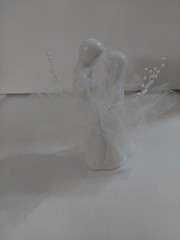 Ceramic Bride & Groom Cake Topper Or Tabletop Figurine (5 Inches Tall)