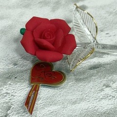 Glass Baron Red Long Stem Rose «I Love You» Gold Accent Y-S2 808-R5