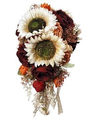 9.8 Inch Vintage Sunflower Wedding Bouquets for Bride Artificial Sunflower an…