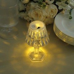 6 Clear 4.5 in Acrylic Crystal TABLE LAMPS Battery Operated LED Lights Party