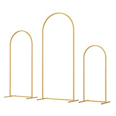 Gold Wedding Arch Backdrop Stand 3 Pcs Set Outdoor Garden Ceremony Decoration