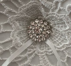 Wedding Bridal Ring Bearer Paisley Lace Bling Pillow.Size 7.5”X 7.5”