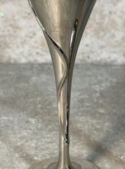 Studio His & Hers Toasting Glasses Silver Tone W/ Hearts Rhinestones EUC 10.25”
