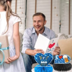 9 Pieces Father’s Day Decorations Honeycomb Centerpiece Double Sided Printing…