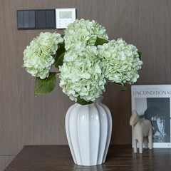 4PCS Artificial Flowers Large Hydrangeas Flowers Latex Bouquet 4Pcs Light Green