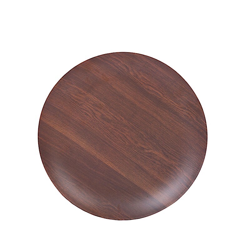 6 Brown 8″ Round Wood Grain Design Heavy Duty Plastic Plates Party Decorations