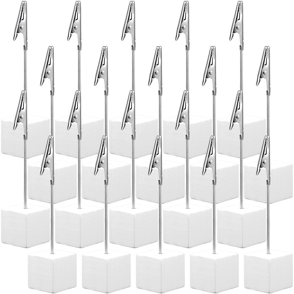 20 Pieces Place Card Holder Cube Photo Clips Holder with Alligator Clip Wood …