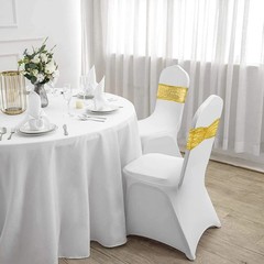 SquarePie Sequin Chair Sashes Bands 30PCS Gold Glitter Decorative 30,