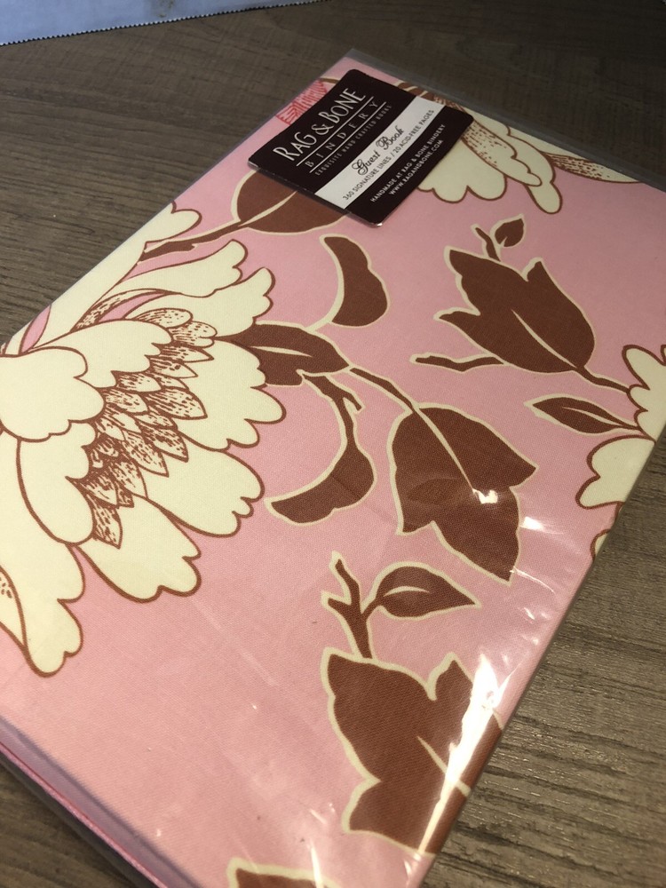 Rag & Bone Bindery Signature GUEST BOOK Pink & White Floral 360 Names MSRP $50!