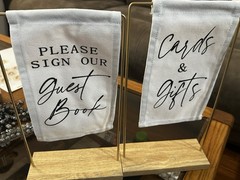 Modern Wedding Guest Book and Cards & Gifts Sign Display with Wooden Base