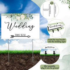 11 Pcs Wedding Direction Signs with Stakes, Wedding Welcome Signs Arrow Shaped W