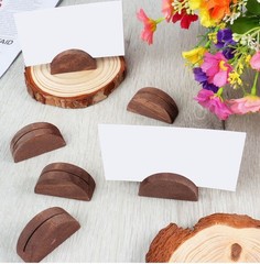 50 Pcs Wooden Table Number Stands, Semicircular Place Card Holders for Table Num