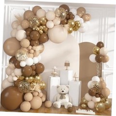 Balloons Arch Kit, 152 Pcs Beige Nude Sand White Metallic Gold Confetti Brown