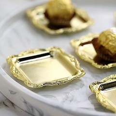 12 GOLD 3″ Metallic Mini Square TRAYS Wedding Favor GIFT HOLDERS Party Supplies