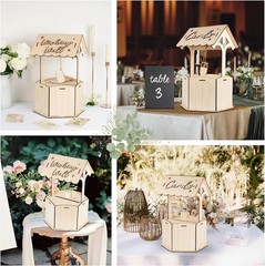 OurWarm Wishing Well Wedding Card Box for Reception, Wood Gift wood