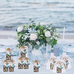 48 Sets Beach Wedding Favors – Nautical Glass Message Bottles with Corks & Seash