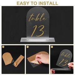 Arch Table Numbers 1-10 6″x4″ Acrylic Sign with Stand Single-Sided Mirror/Gold